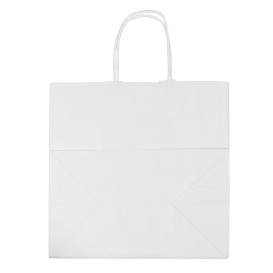 Bolsa Papel Kraft Branco con Asas 80g/m² 30+18x29cm (25 Uds)