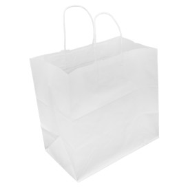 Bolsa Papel Kraft Branco con Asas 80g/m² 30+18x29cm (250 Uds)