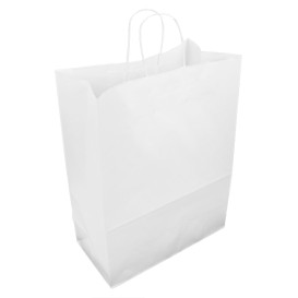 Saco Papel Kraft Branco Asas 90g/m² 32+16x43cm (50 Uds)