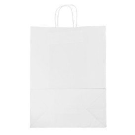 Saco Papel Kraft Branco Asas 90g/m² 32+16x43cm (50 Uds)