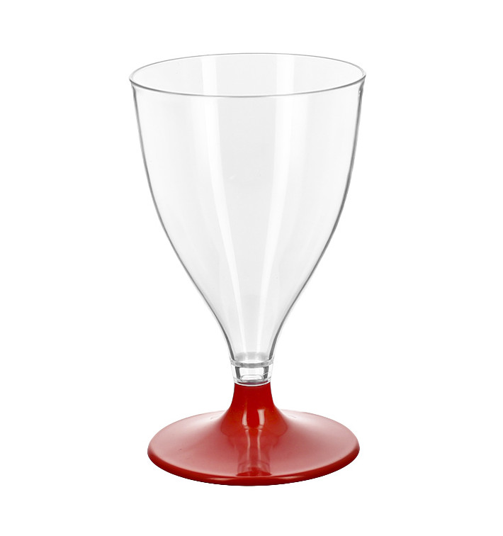 Copo PS Reutilizável Água/Vinhos Pés Vermelho 200ml 2P (48 Uds) Copo PS Reutilizável Água/Vinhos Pés Vermelho 200ml 2P (48 Uds)