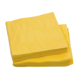 Guardanapos Papel Cocktail Amarelo 20x20cm (100 Uds)