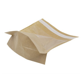 Saco com Base e Janela Fecho Automático Kraft 14x16cm (100 Uds)