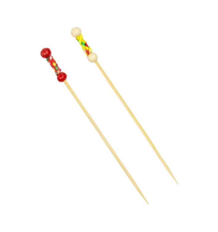 Pick Bambú Decorado Amarelo 120mm (1.200 Uds) Pick Bambú Decorado Amarelo 120mm (1.200 Uds)