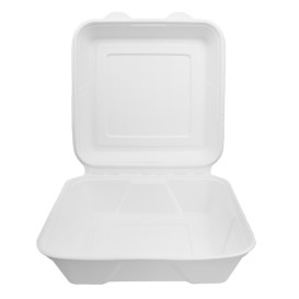Embalagem Cana-de-açúcar Branco 225x225x75mm (50 Uds)