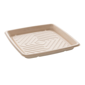 Bandeja Cana de Açúcar Quadrada Natural 27x27cm (25 Uds)