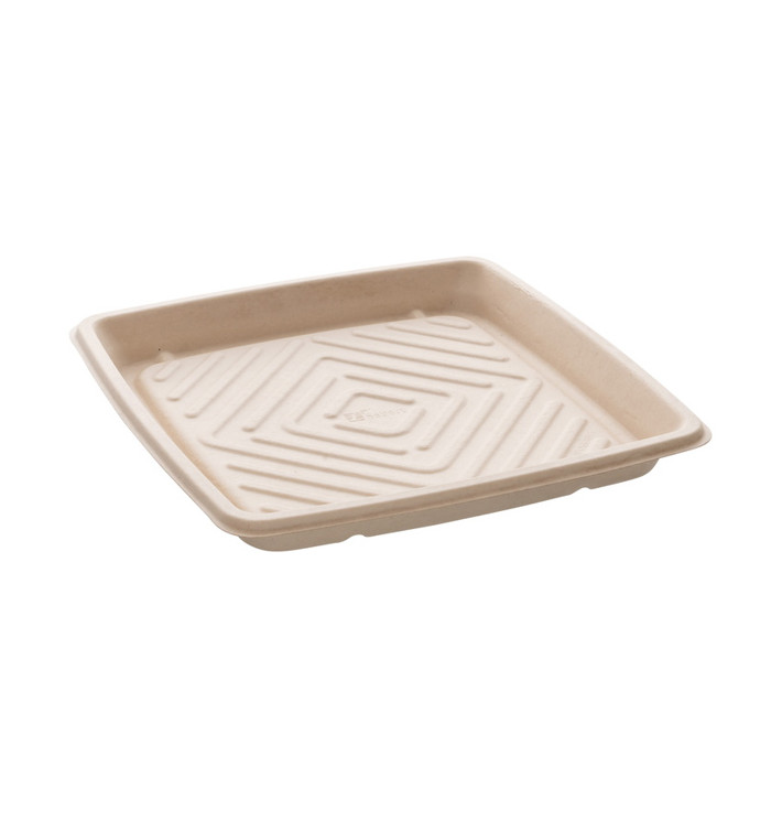 Bandeja Cana de Açúcar Quadrada Natural 27x27cm (25 Uds) Bandeja Cana de Açúcar Quadrada Natural 27x27cm (25 Uds)
