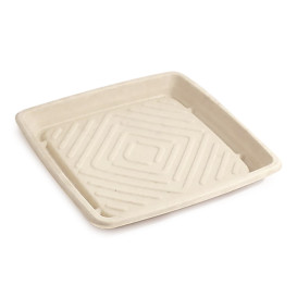 Bandeja Cana de Açúcar Quadrada Natural 27x27cm (25 Uds)