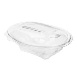 Tigela Bisagra APET com Garfo 500ml 190x140x76mm (100 Uds)
