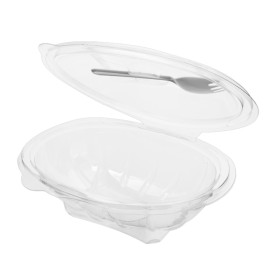 Tigela Bisagra APET com Garfo 500ml 190x140x76mm (100 Uds)