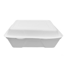 Embalagem Cana-de-açúcar Branco 225x225x75mm (200 Uds)
