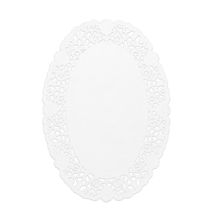 Naperon Papel Rendado Branco Oval 18x25cm (250 Uds)