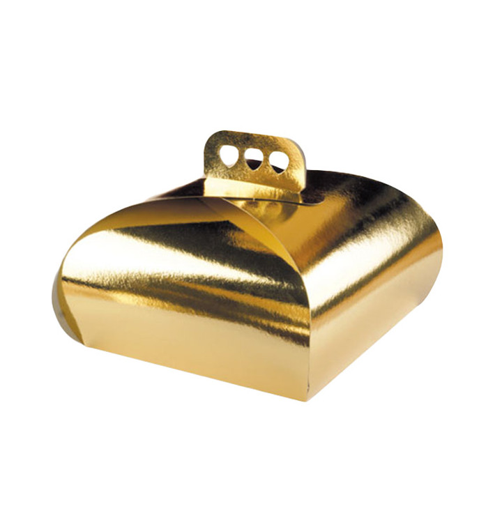 Caixa Cartolina Bolo Ouro Laço 27,5x27,5x14 cm (100 Uds) Caixa Cartolina Bolo Ouro Laço 27,5x27,5x14 cm (100 Uds)