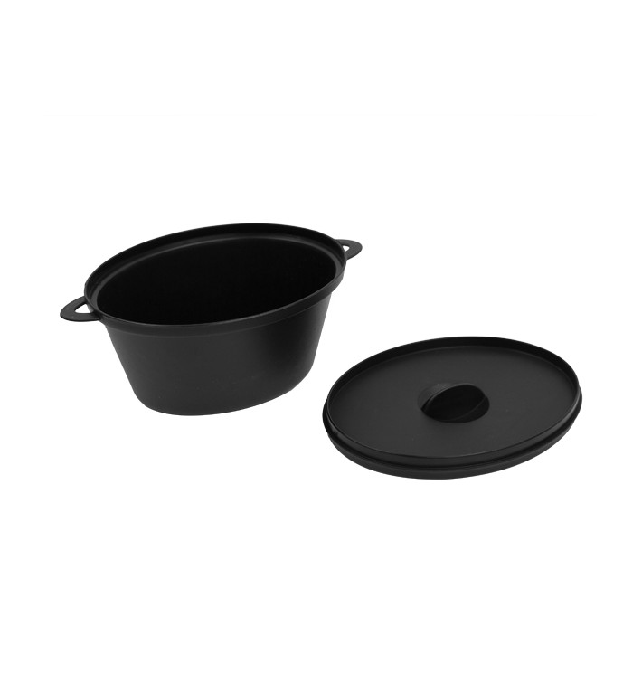 Tigela Degustação de Plástico Preto com tampa 15,6x10,1cm (144 Uds) Tigela Degustação de Plástico Preto com tampa 15,6x10,1cm (144 Uds)