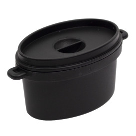 Tigela Degustação Preto com tampa 7,5x6,5cm 60ml (10 Uds)