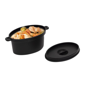 Tigela Degustação Preto com tampa 7,5x6,5cm 60ml (10 Uds)