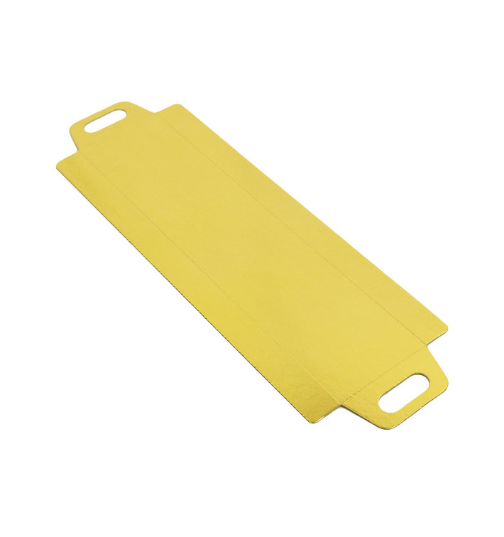 Tabuleiro Cartão Retângulo Ouro Alças 32x7,5 cm (800 Uds) Tabuleiro Cartão Retângulo Ouro Alças 32x7,5 cm (800 Uds)