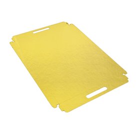 Tabuleiro Cartão Retângulo Ouro Alças 28,5x38,5 cm (100 Uds)