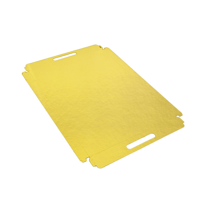 Tabuleiro Cartão Retângulo Ouro Alças 28,5x38,5 cm (200 Uds) Tabuleiro Cartão Retângulo Ouro Alças 28,5x38,5 cm (200 Uds)