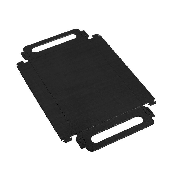 Bandeja Cartão Retângulo Preto Alças 12x19 cm (100 Uds) Bandeja Cartão Retângulo Preto Alças 12x19 cm (100 Uds)