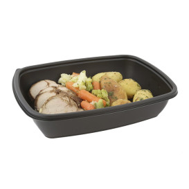 Embalagem Plástico Preto 900ml 23x16,5cm (75 Uds)