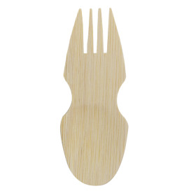 Colher Garfo  Bambu degustação 9cm (20 Uds)