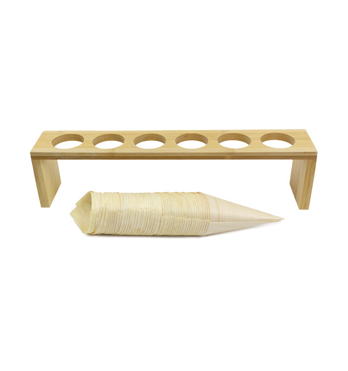 Suporte de Bambu para Cones 33,5x6x8cm (1 Ud) Suporte de Bambu para Cones 33,5x6x8cm (1 Ud)