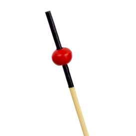 Espetos de Bambu com Decoração Vermelho e Preto 7cm (100 Uds)