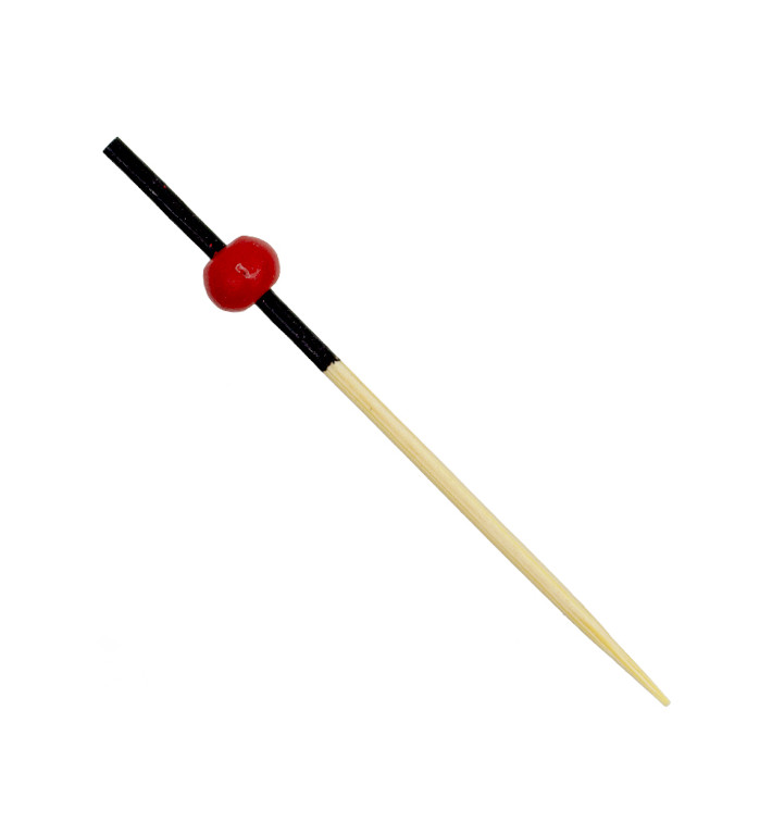 Espetos de Bambu com Decoração Vermelho e Preto 7cm (100 Uds) Espetos de Bambu com Decoração Vermelho e Preto 7cm (100 Uds)
