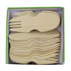 Colher Garfo  Bambu degustação 9cm (20 Uds)