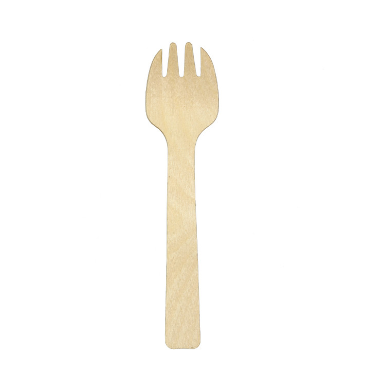 Colher-Garfo em Madeira 10,5cm (100 Uds) Colher-Garfo em Madeira 10,5cm (100 Uds)