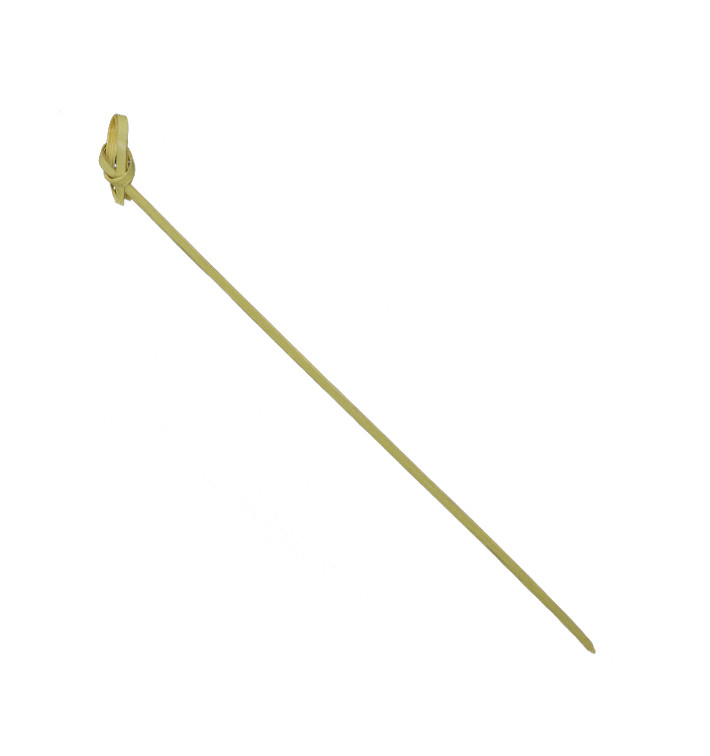 Espeto de Bambu Decorado Laço Verde Natural 18cm (250 Uds) Espeto de Bambu Decorado Laço Verde Natural 18cm (250 Uds)