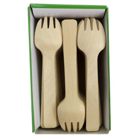 Colher-Garfo em Madeira 10,5cm (1.200 Uds)