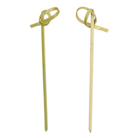 Espeto de Bambu Decorado Laço Verde Natural 10cm (250 Uds)