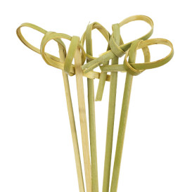 Espeto de Bambu Decorado Laço Verde Natural 10cm (250 Uds)