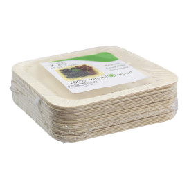 Prato de Madeira quadrado 11,5x11,5cm (25 Uds)