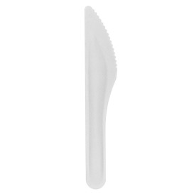 Faca em Cana-de-Açúcar Branco 16cm (50 Uds)