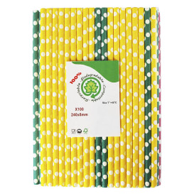 Palhinha Direita Papel Sortido Granizado Ø8mm 24cm (3.000 Uds)