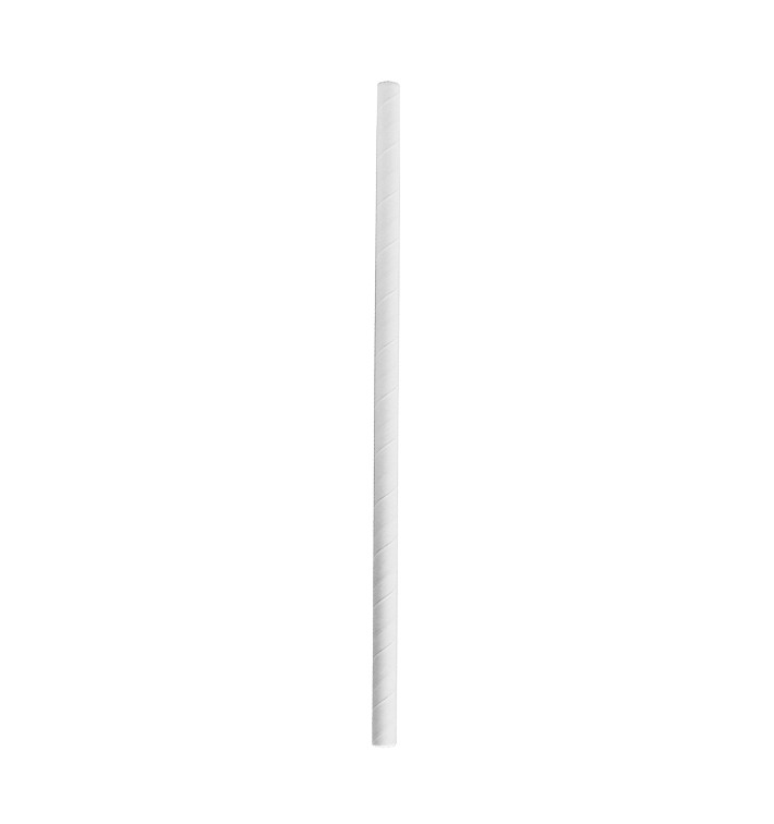 Palhinha Direita Papel Branco Smoothie Ø8mm 24cm (100 Uds)