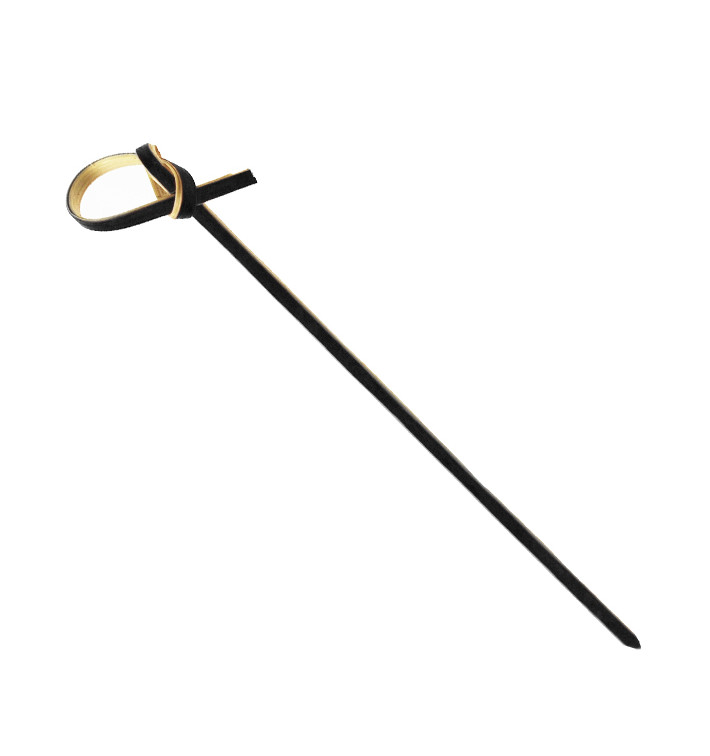 Pick Bambú Decorado Laço Preto 10cm (250 Uds) Pick Bambú Decorado Laço Preto 10cm (250 Uds)