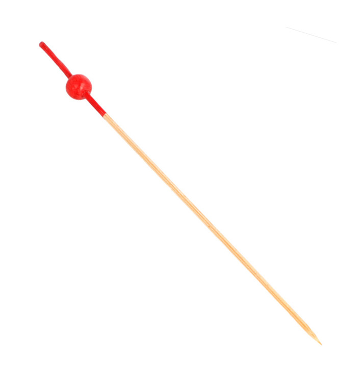 Pick Bambu Decorado Bola Vermelho 120mm (100 Uds) Pick Bambu Decorado Bola Vermelho 120mm (100 Uds)