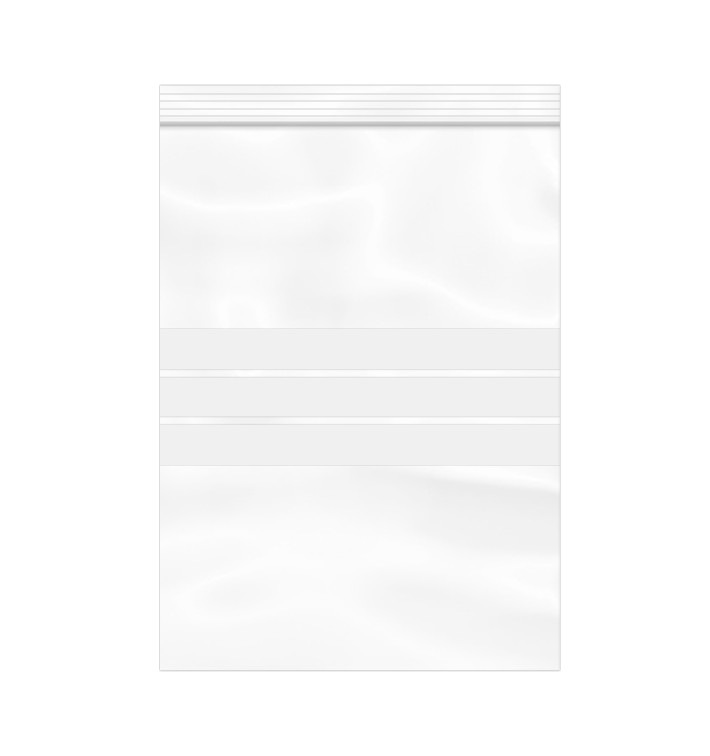 Saco Polietileno Fecho zip e Banda Escrever 25x35cm G200 (1000 Uds) Saco Polietileno Fecho zip e Banda Escrever 25x35cm G200 (1000 Uds)