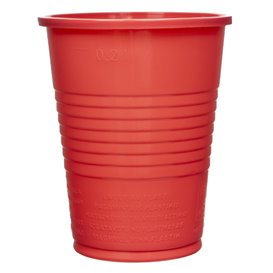 Copo de Plástico PS Vermelho 200ml Ø7cm (50 Uds)