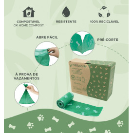 Saco Compostável 23x32cm Cachorros Biodegradável rolo R20x15 (300 Uds) 