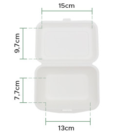 Embalagem Cana-de-açúcar Branco 18x12,5x7cm (50 Uds)