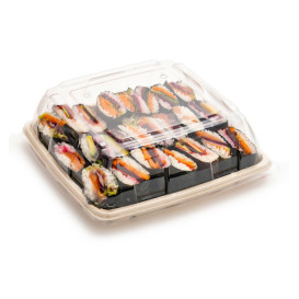 Tampa Plástico PET Transparente Bandeja 27x27cm (5 Uds)