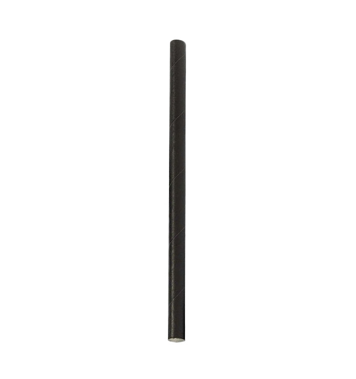 Palhinha Direita Papel Preta Ø8mm 14cm (6.000 Uds) Palhinha Direita Papel Preta Ø8mm 14cm (6.000 Uds)