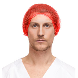 Touca de Polipropileno Acordeão Vermelho 2 Elásticos Ø53cm (1.000 Uds)