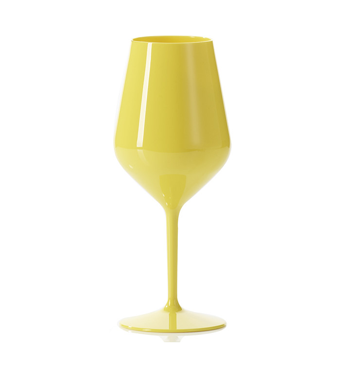 Copo Reutilizável Tritan Amarelo de Vinho 470ml (6 Uds) Copo Reutilizável Tritan Amarelo de Vinho 470ml (6 Uds)