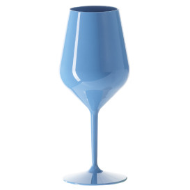 Copo Reutilizável Tritan Azul de Vinho 470ml (6 Uds)